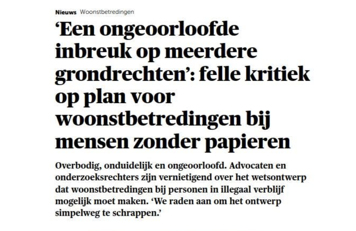 Verzet tegen plan woonstbetredingen
